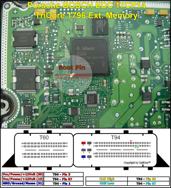 Bosch EDC 17CP14 (Porsche) pinout diagram 1